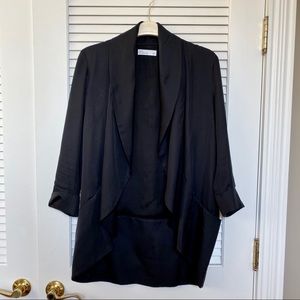 GRANA Black Flowy Silk Kimono Blazer